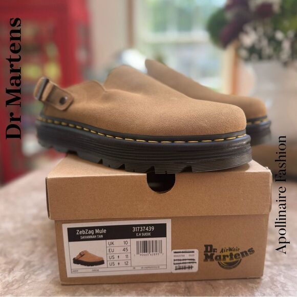 Dr. Martens Zebzag Mules Suede Leather in Savannah Tan Size Men’s 11 - Picture 2 of 8
